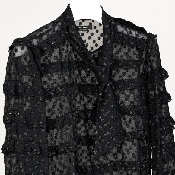 Isabel Marant AW/16 Alba Black Fil Coupé Polka Dot Blouse - Picture 4 of 11